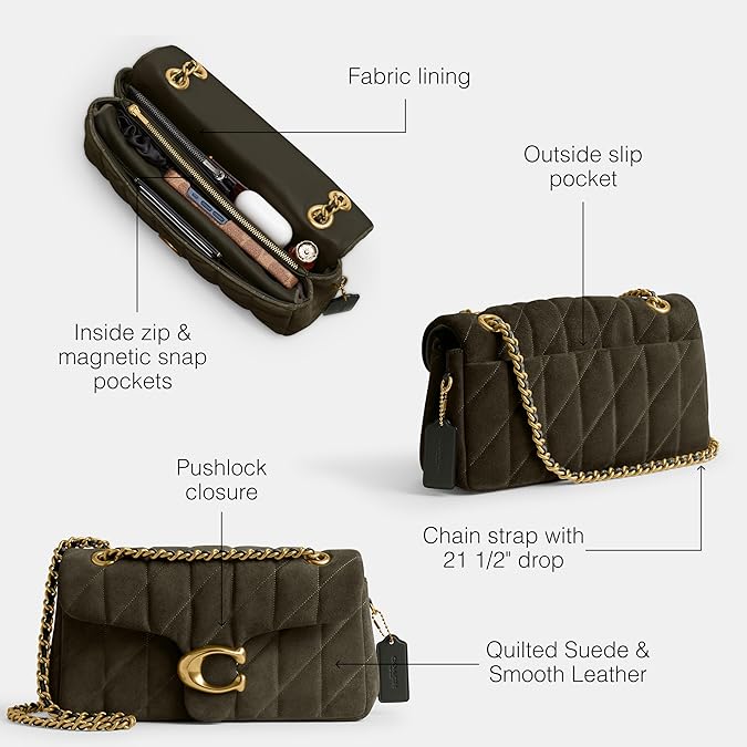 Coach Quilted Suede Tabby Shoulder Bag 26 with Chain