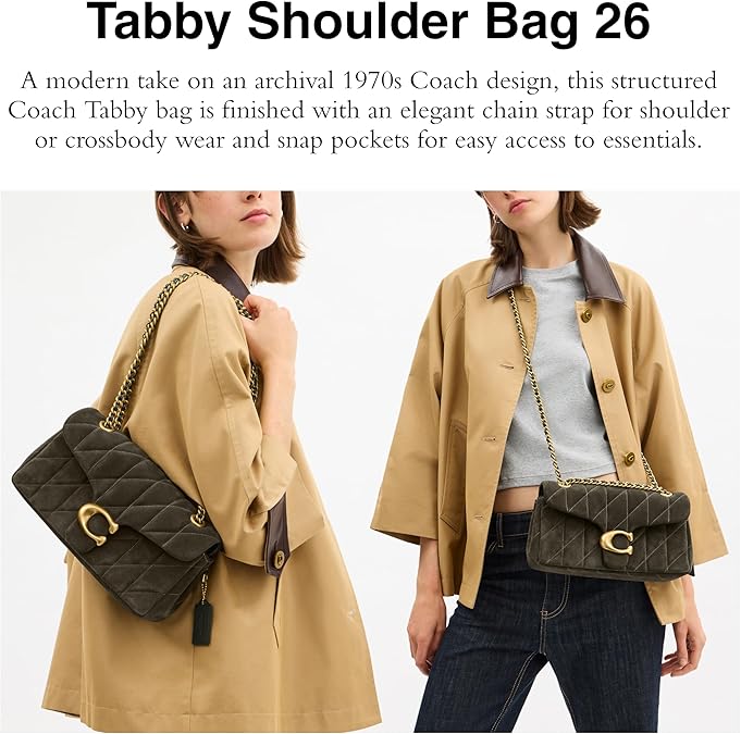 Coach Quilted Suede Tabby Shoulder Bag 26 with Chain