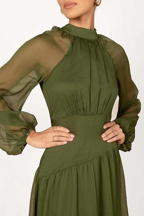 Petal & Pup Women's Julip Sheer Long Sleeve Maxi Dress
