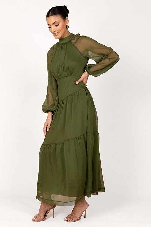 Petal & Pup Women's Julip Sheer Long Sleeve Maxi Dress