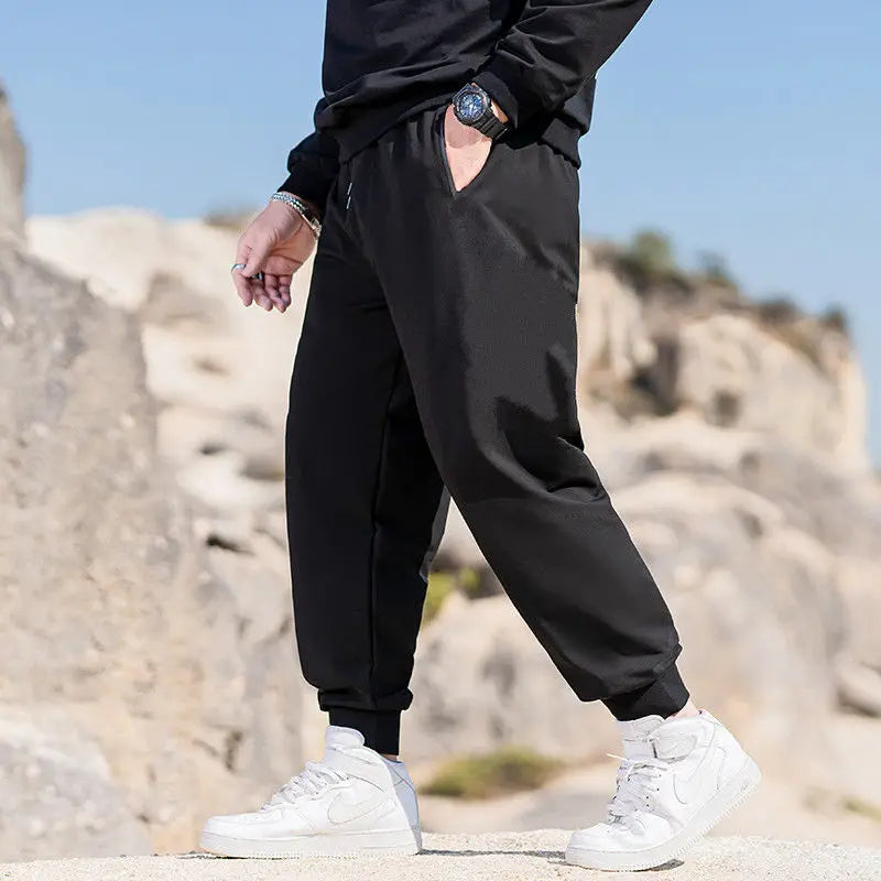 Men's 3XL-10XL Stretch Baggy Jogger Pants Elastic Waist Quick-Dry Streetwear Black Sweatpants Plus Size Casual Pants Relaxed Fit