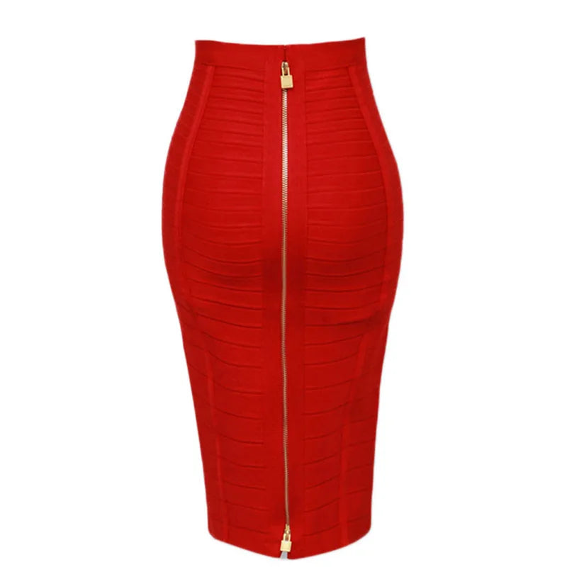 13 Colors Women Summer Fashion Sexy Black Red Beige White Bandage Skirt 2021 Knitted Elastic Sweet Candy Color Pencil Skirt