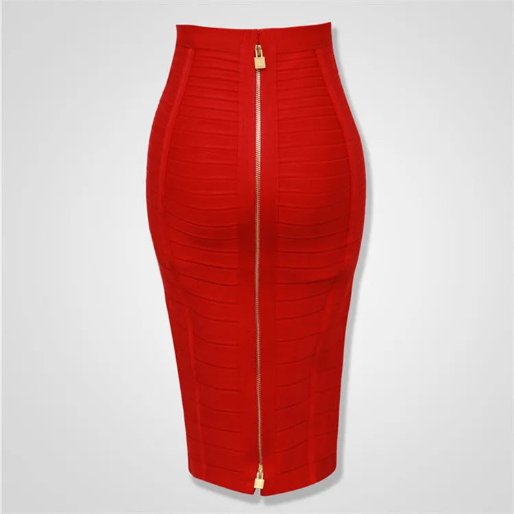13 Colors Women Summer Fashion Sexy Black Red Beige White Bandage Skirt 2021 Knitted Elastic Sweet Candy Color Pencil Skirt