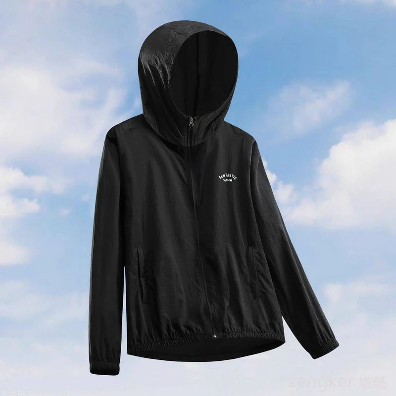11XL Sunscreen Coat Fatty Summer New Big Size Men's Outdoor Leisure Breathable Hooded Coat 170kg 10XL