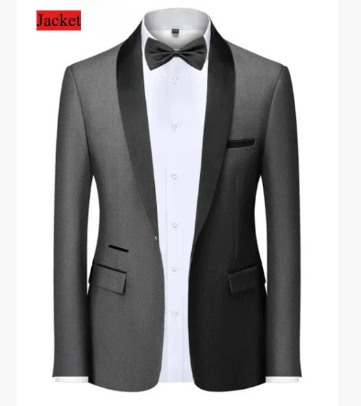 Men Formal Slim Fit Tuxedo Prom Suit Male Groom Wedding Blazers High Quality Groomsman Luxury Dress Business Banquet Party Suit