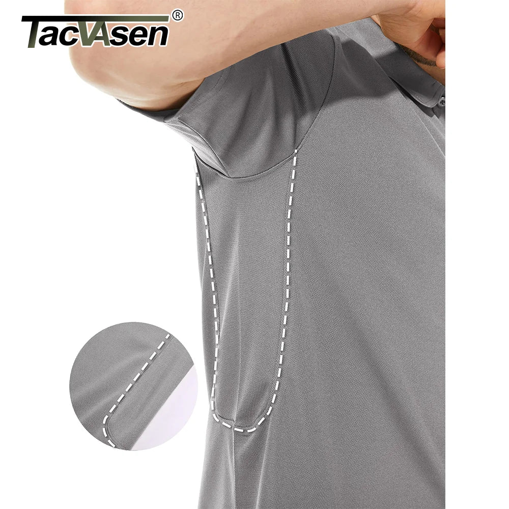 TACVASEN Summer Polo Tee Shirts Men's Short Sleeve Quick Dry T-shirt Breathable Work Shirt Fishing Hiking Golf Polos Top Man