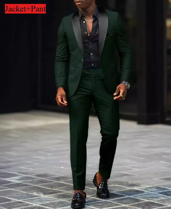 Men Formal Slim Fit Tuxedo Prom Suit Male Groom Wedding Blazers High Quality Groomsman Luxury Dress Business Banquet Party Suit