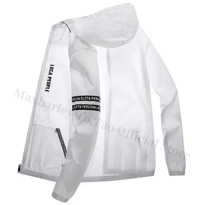 Summer Sun Protection Clothing Men's Casual Waterproof Quick-drying Bicycle Hooded Jacket Plus Size Hiking Thin Skin windbreaker