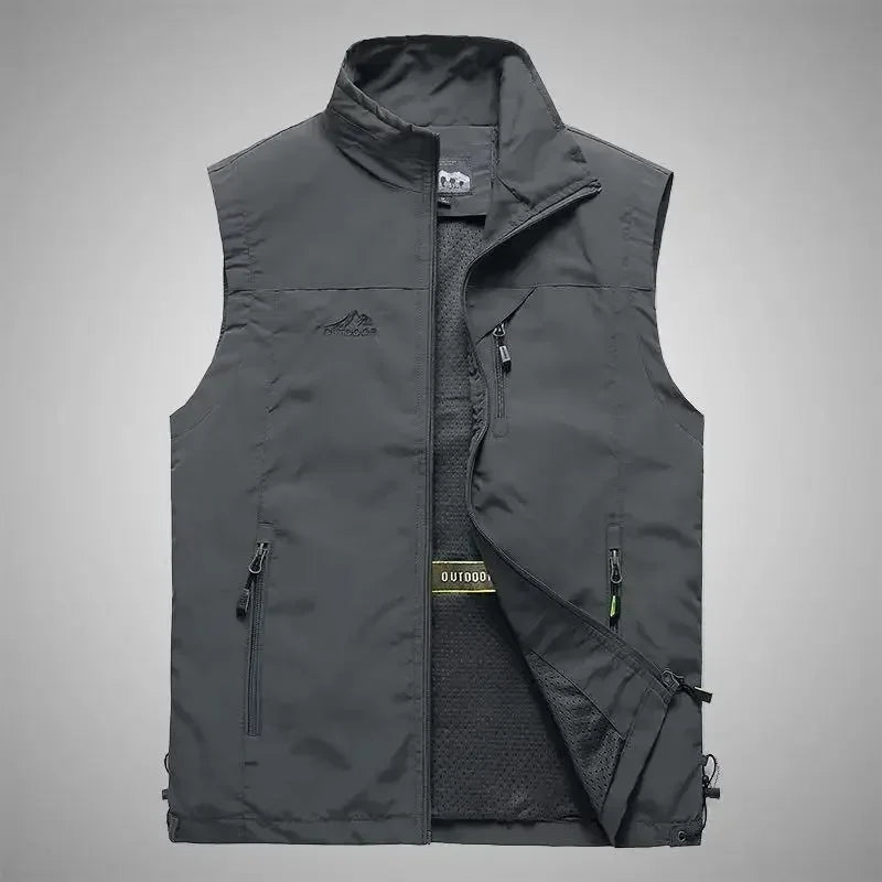 Autumn Men Waistcoat Outdoor Leisure Solid Sleeveless Jacket Young Middle-aged Photography Fishing Casual Vest Male summer