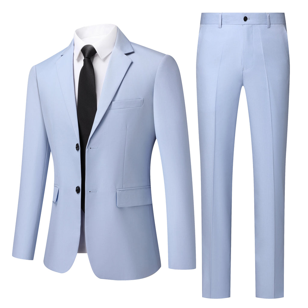 Men's White High-End Suit Two-Piece Suit Four Seasons Business Formal Wear Anti-Wrinkle Non-Stick Wool Suit Workplace Work Cloth