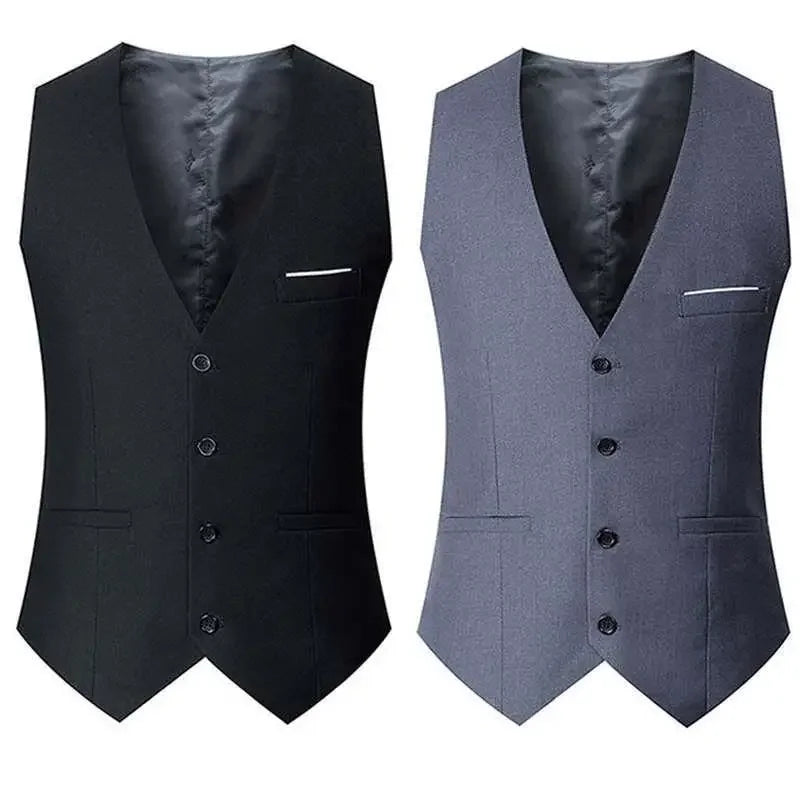 Slim Fit Suit Vests For Men Black Grey Navy Blue Business Casual Male Waistcoat Single Breasted Gilet Homme Formal Jacket