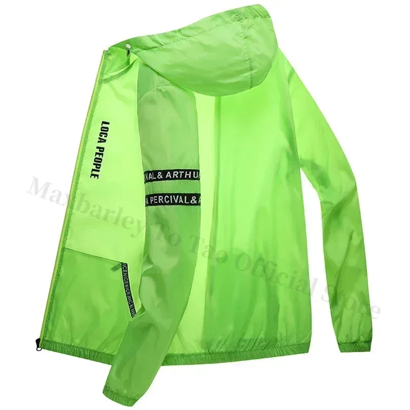 Summer Sun Protection Clothing Men's Casual Waterproof Quick-drying Bicycle Hooded Jacket Plus Size Hiking Thin Skin windbreaker