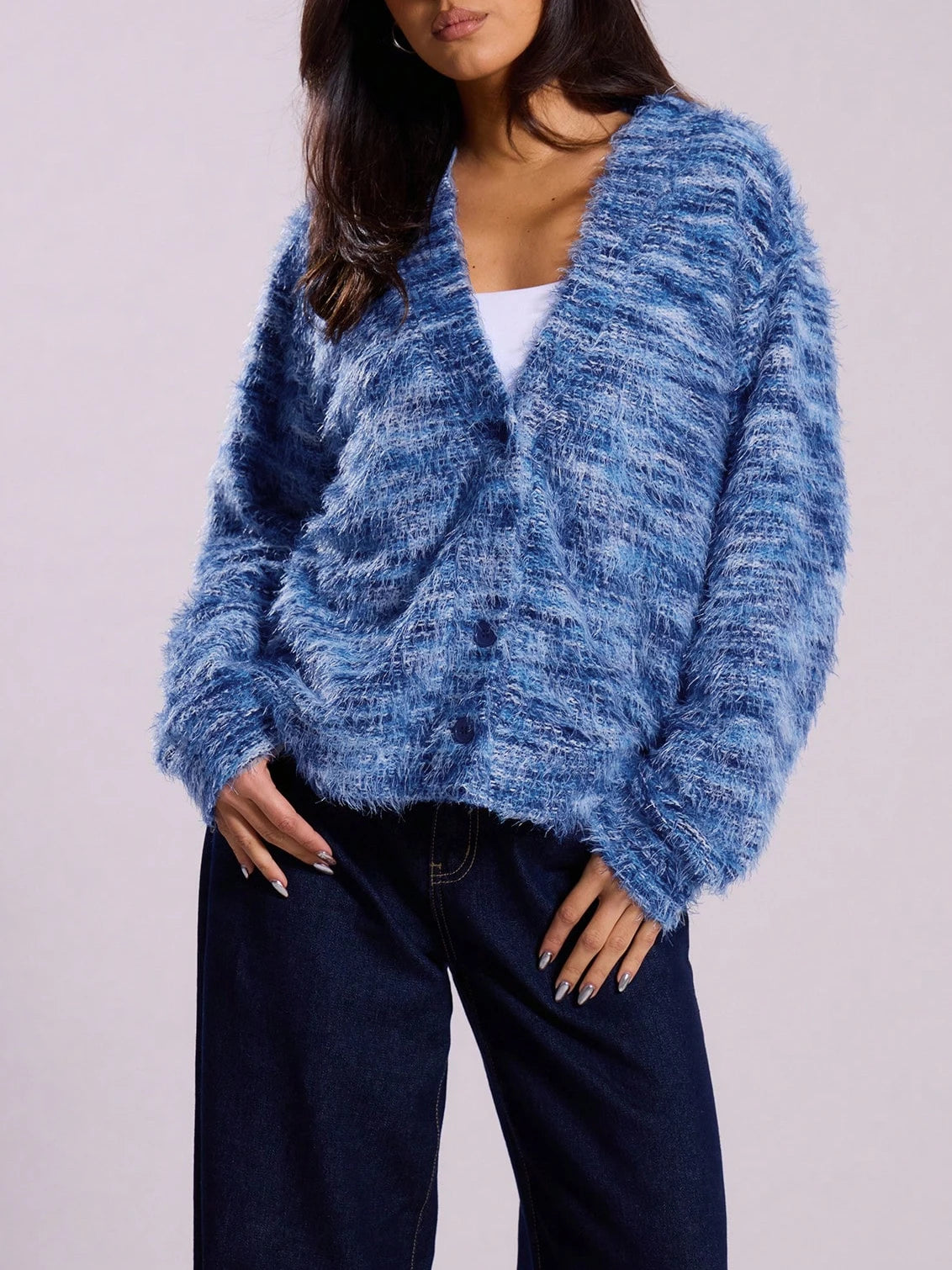 Women's Y2K Drop Shoulder Striped Cardigan, Loose-Fitting Knit Sweater with Buttons, Fall & Winter Fashion, Casual Style