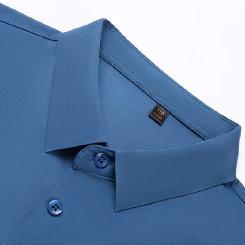 Men's Ultra Stretch Short Sleeve Shirt Business Casual  Breathable Stretchable Abrasion-Resistant Solid Color Short Sleeve Shirt