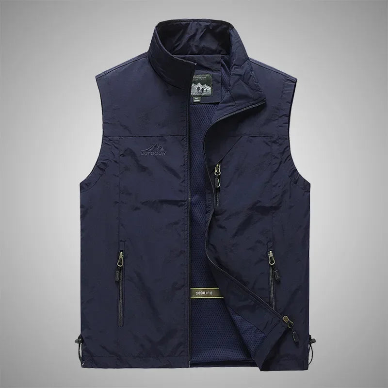 Autumn Men Waistcoat Outdoor Leisure Solid Sleeveless Jacket Young Middle-aged Photography Fishing Casual Vest Male summer