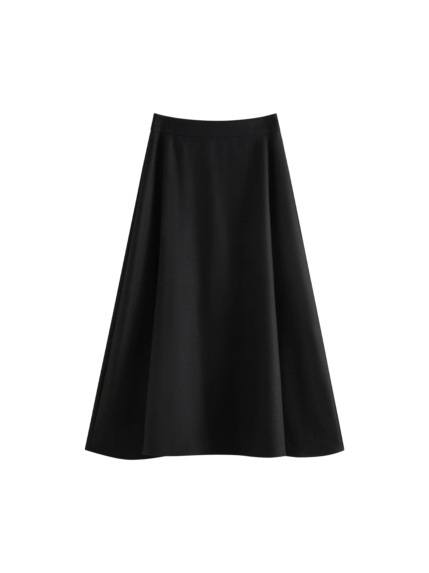 FSLE Office Lady Wool High Waisted A-line Skirt for Women Thickened Medium Length 2024 Winter New Women Casual Skirts 24FS14642