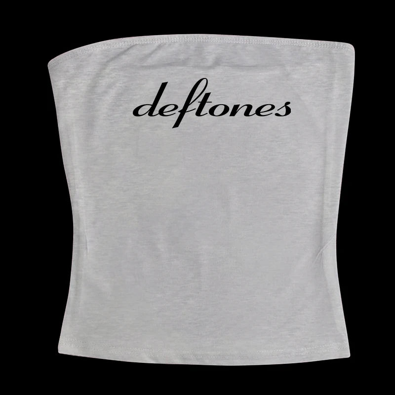 Gothic Tube Top Fairycore Sexy Sleeveless Punk Letter Print 90s Grunge Tank Top Y2k Clothes Vintage Streetwear Women's Baby Tee