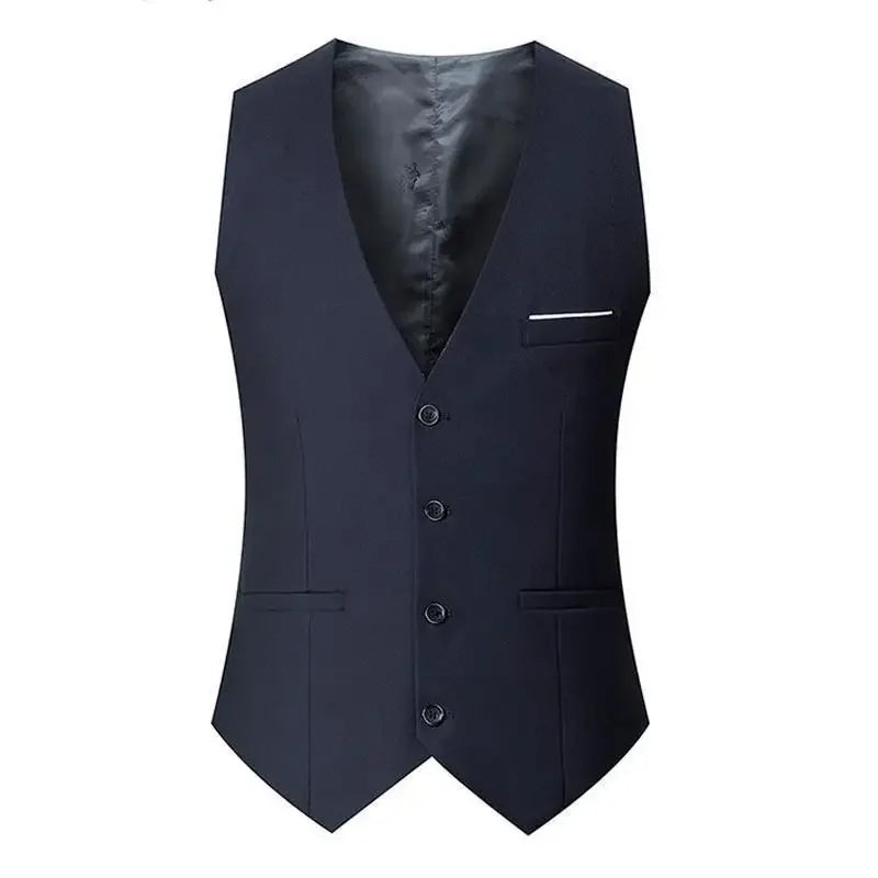 Slim Fit Suit Vests For Men Black Grey Navy Blue Business Casual Male Waistcoat Single Breasted Gilet Homme Formal Jacket