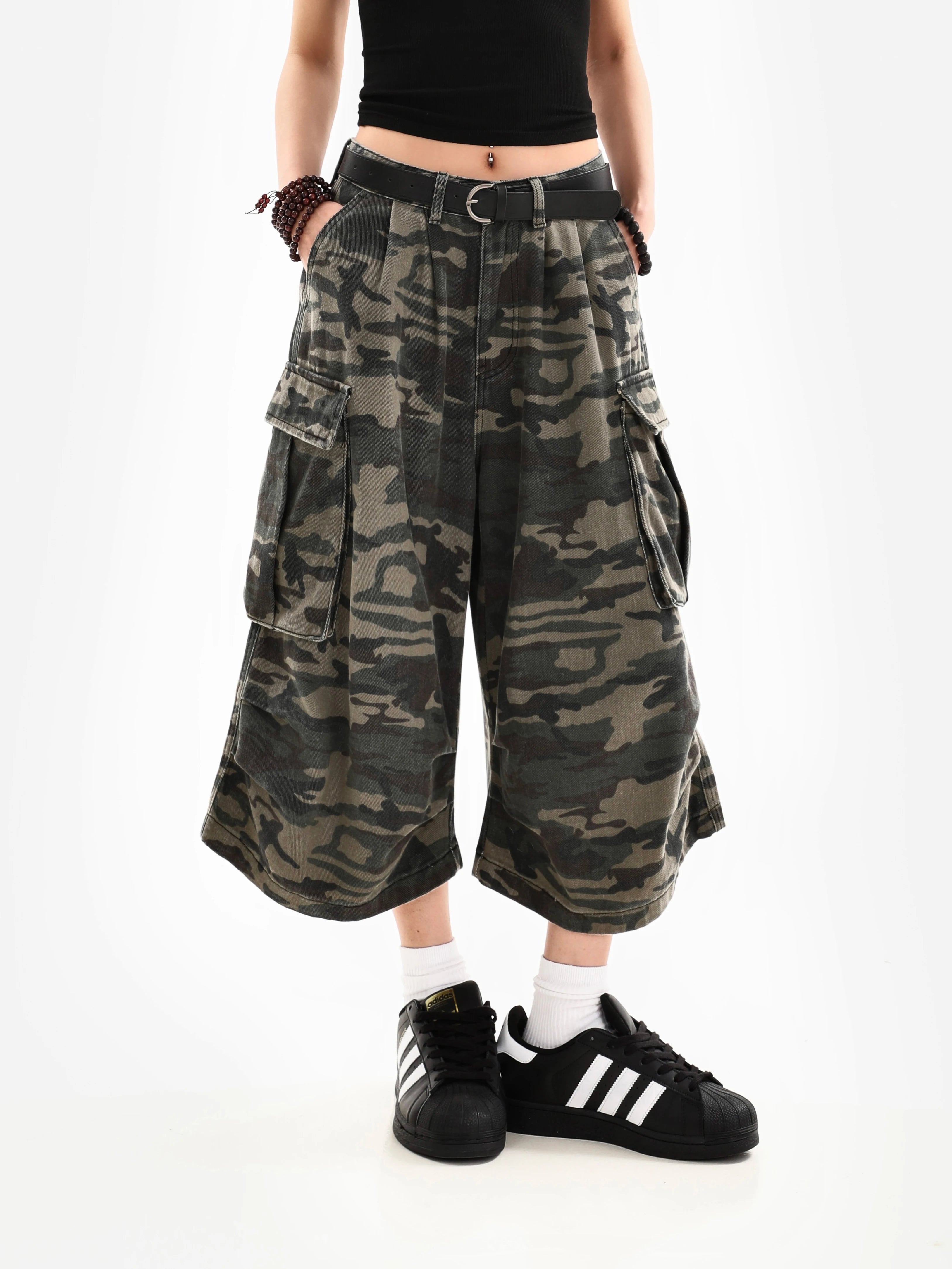 Summer Women's Camouflage Unisex Loose Capris Street Style Cargo Shorts Young Girl Casual Bottom Female Calf-length Pants