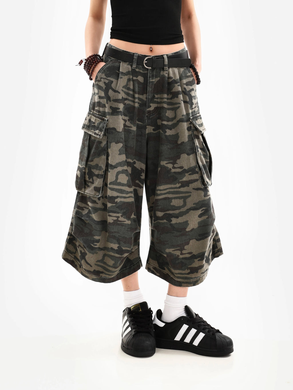 Summer Women's Camouflage Unisex Loose Capris Street Style Cargo Shorts Young Girl Casual Bottom Female Calf-length Pants