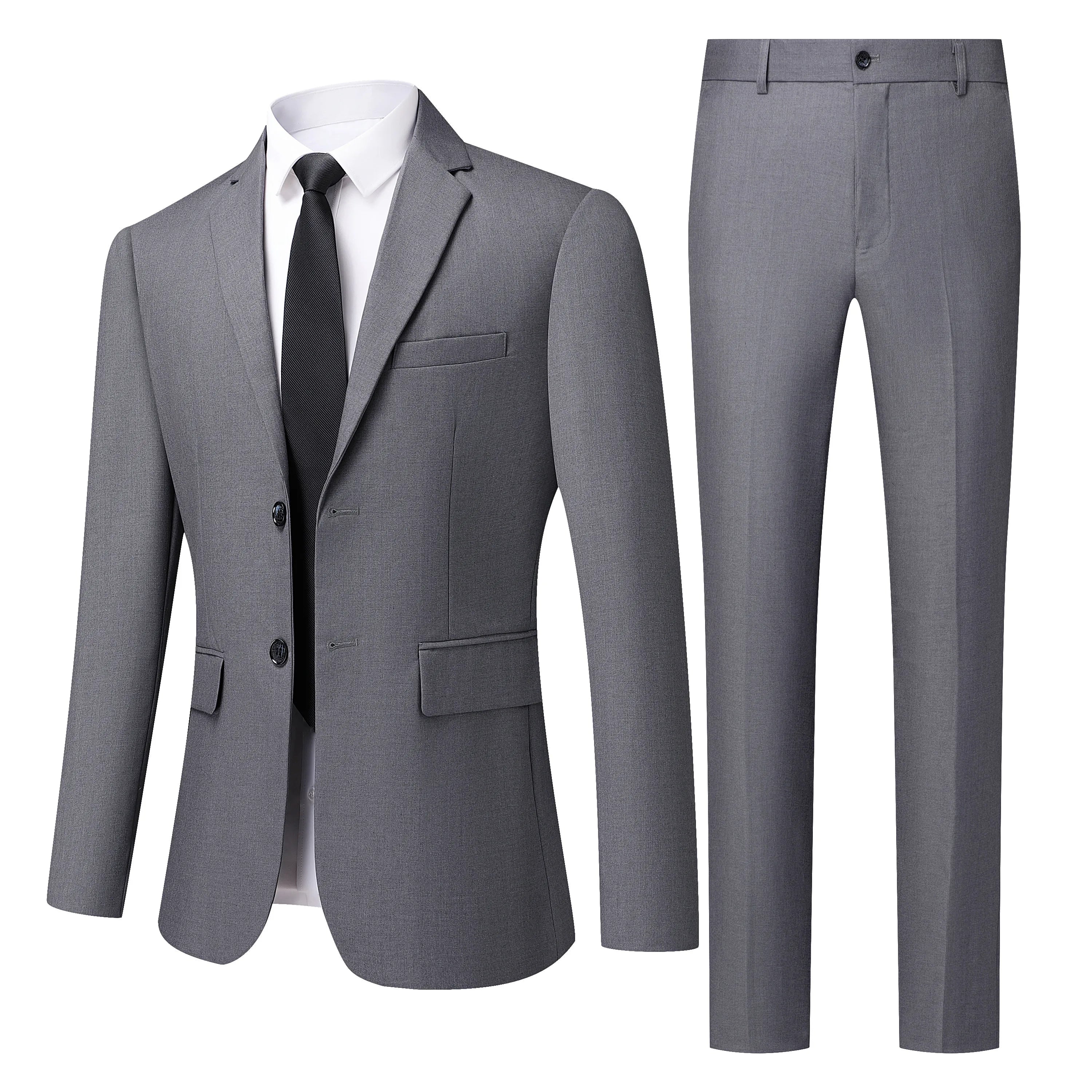 Men's White High-End Suit Two-Piece Suit Four Seasons Business Formal Wear Anti-Wrinkle Non-Stick Wool Suit Workplace Work Cloth