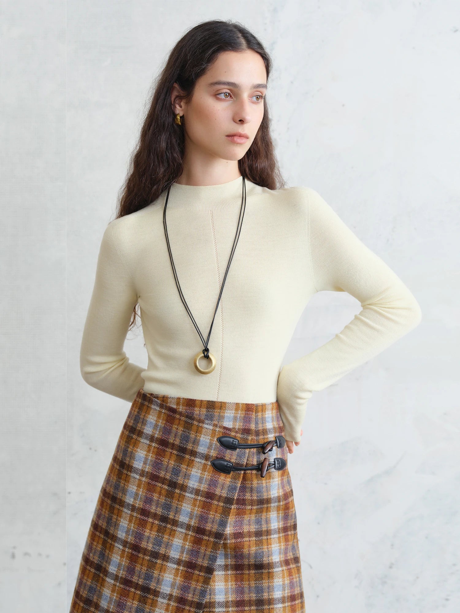 FSLE【Premium Series】German Biella Wool Autumn Super Fine Washable Seamless One-Piece Mock Neck Thermal Base Layer Shirt Women