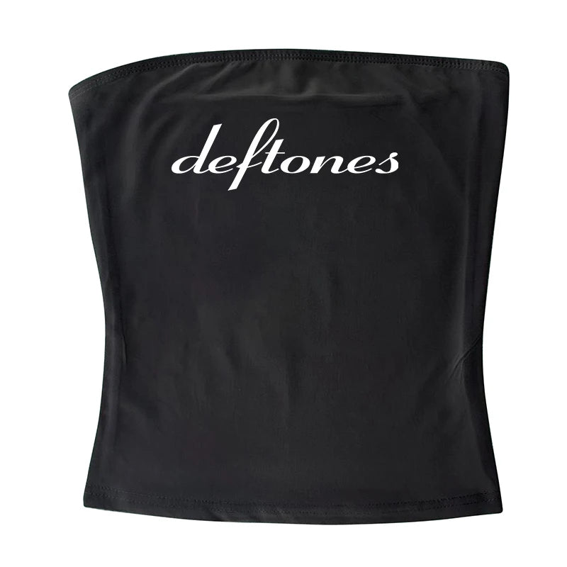 Gothic Tube Top Fairycore Sexy Sleeveless Punk Letter Print 90s Grunge Tank Top Y2k Clothes Vintage Streetwear Women's Baby Tee