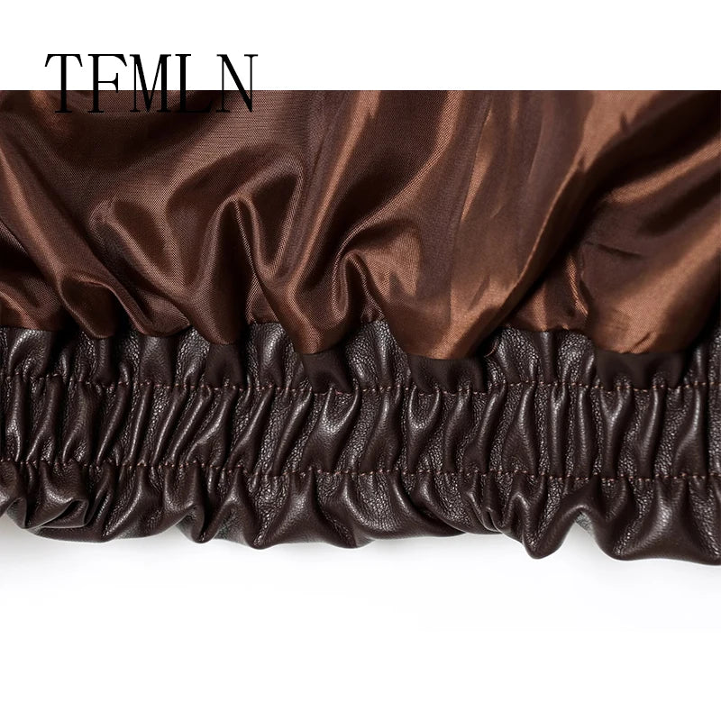 TFMLN Autumn New Style Imitation Women Leather Pilot Jacket Female New Arrival Casual Outerwear for Ladies Leather Coat