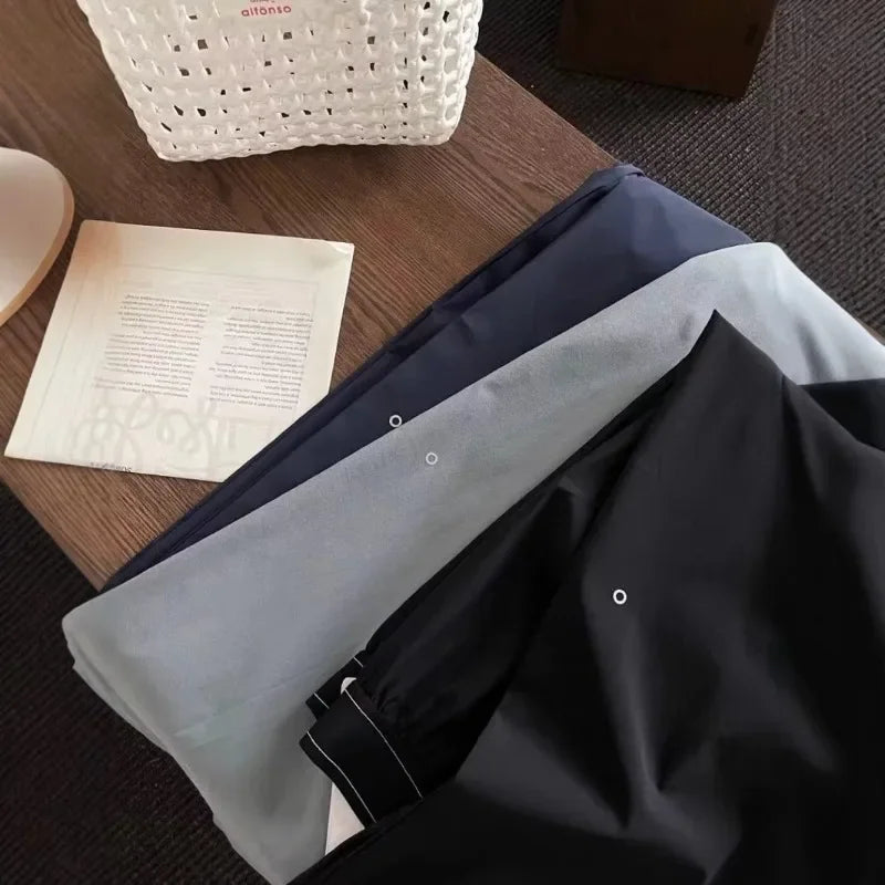 New Elastic High Waist Casual Sports Pants Solid Color American Style Pants 2025 Fashion High Street Summer Straight Trousers