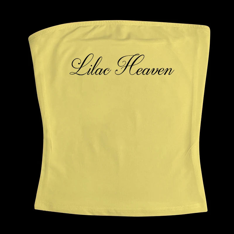 Gothic Tube Top Fairycore Sexy Sleeveless Punk Letter Print 90s Grunge Tank Top Y2k Clothes Vintage Streetwear Women's Baby Tee