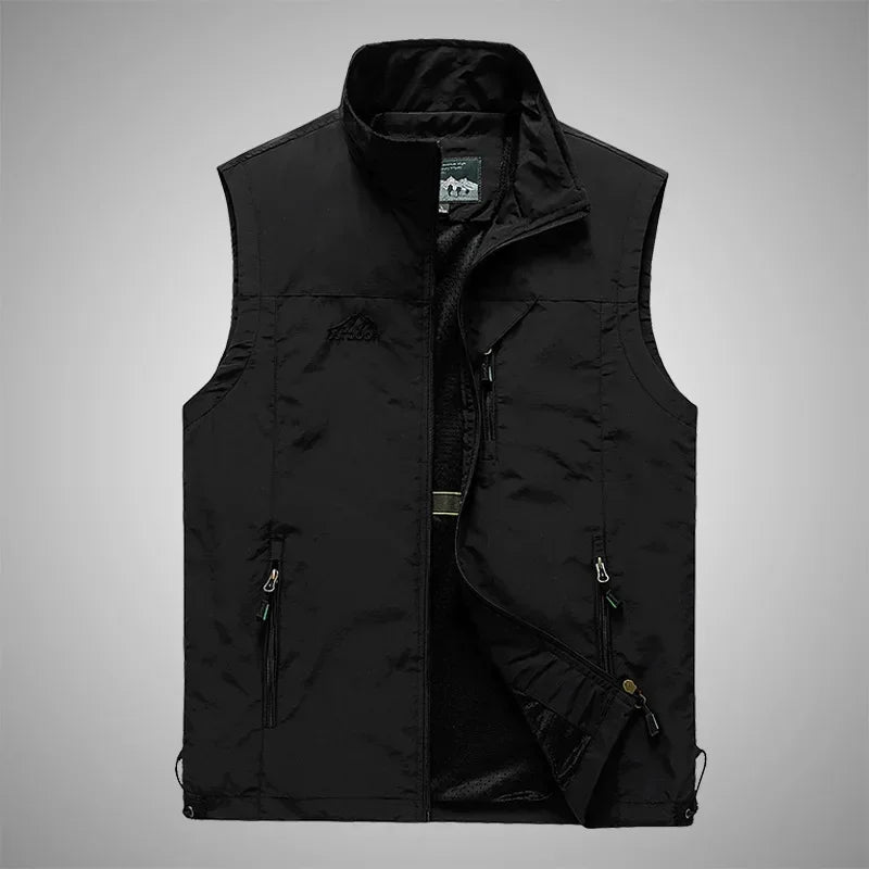 Autumn Men Waistcoat Outdoor Leisure Solid Sleeveless Jacket Young Middle-aged Photography Fishing Casual Vest Male summer
