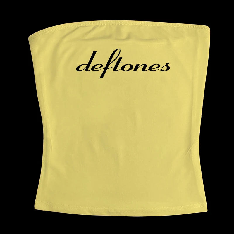 Gothic Tube Top Fairycore Sexy Sleeveless Punk Letter Print 90s Grunge Tank Top Y2k Clothes Vintage Streetwear Women's Baby Tee