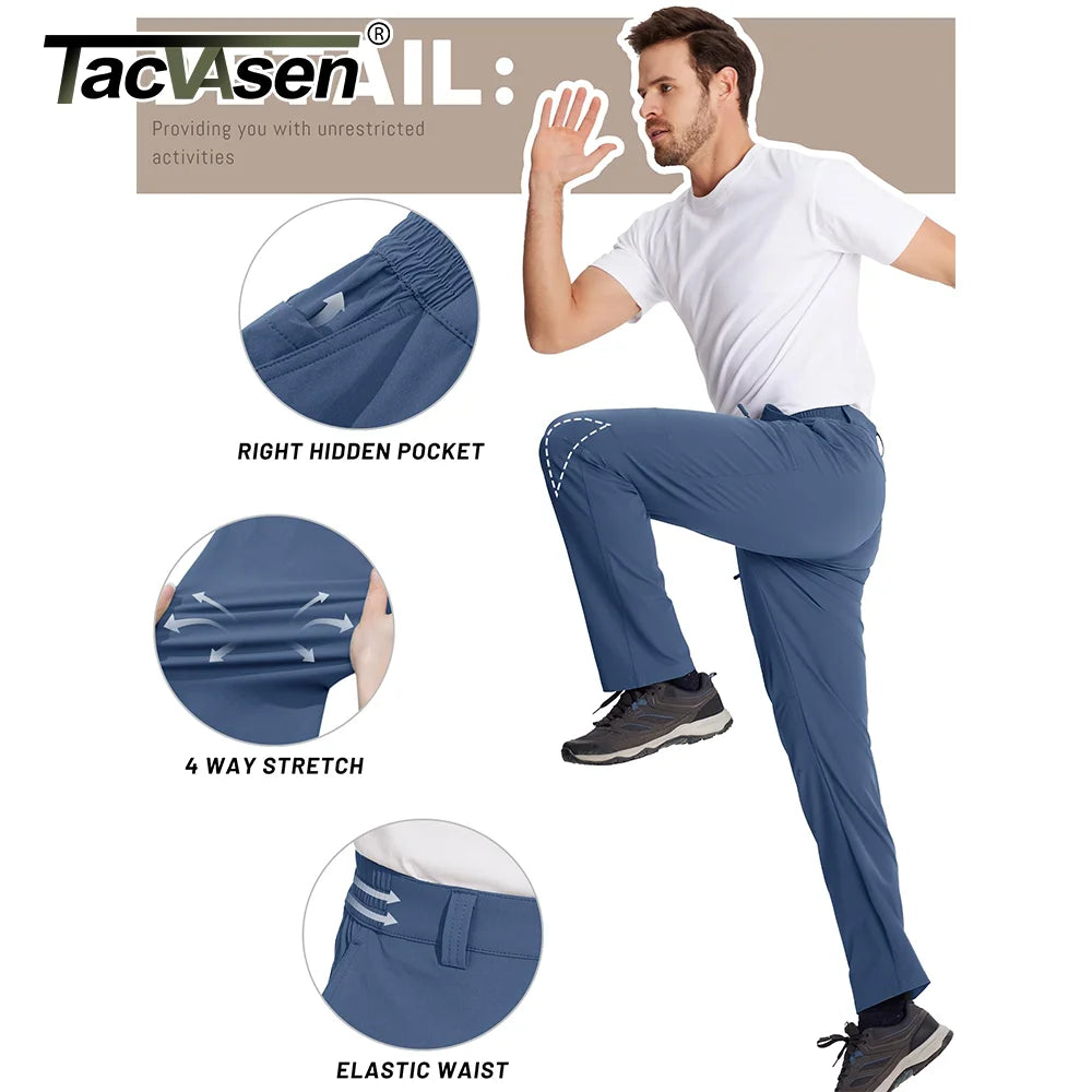 TACVASEN Lightweight Hiking Pants Mens Quick Dry Cargo Work Pants Nylon Waterproof Outdoor Trekking Fishing Pants Male Trousers