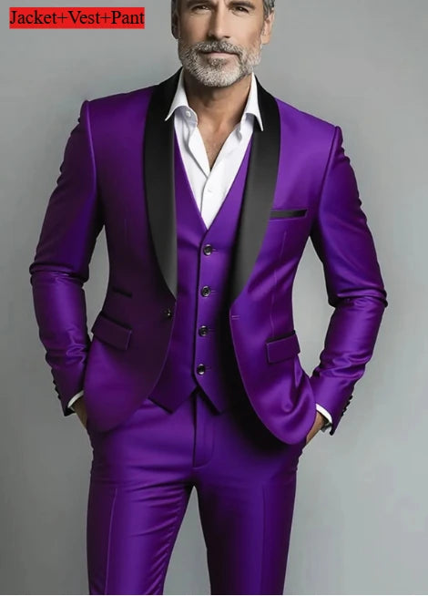 Men Formal Slim Fit Tuxedo Prom Suit Male Groom Wedding Blazers High Quality Groomsman Luxury Dress Business Banquet Party Suit