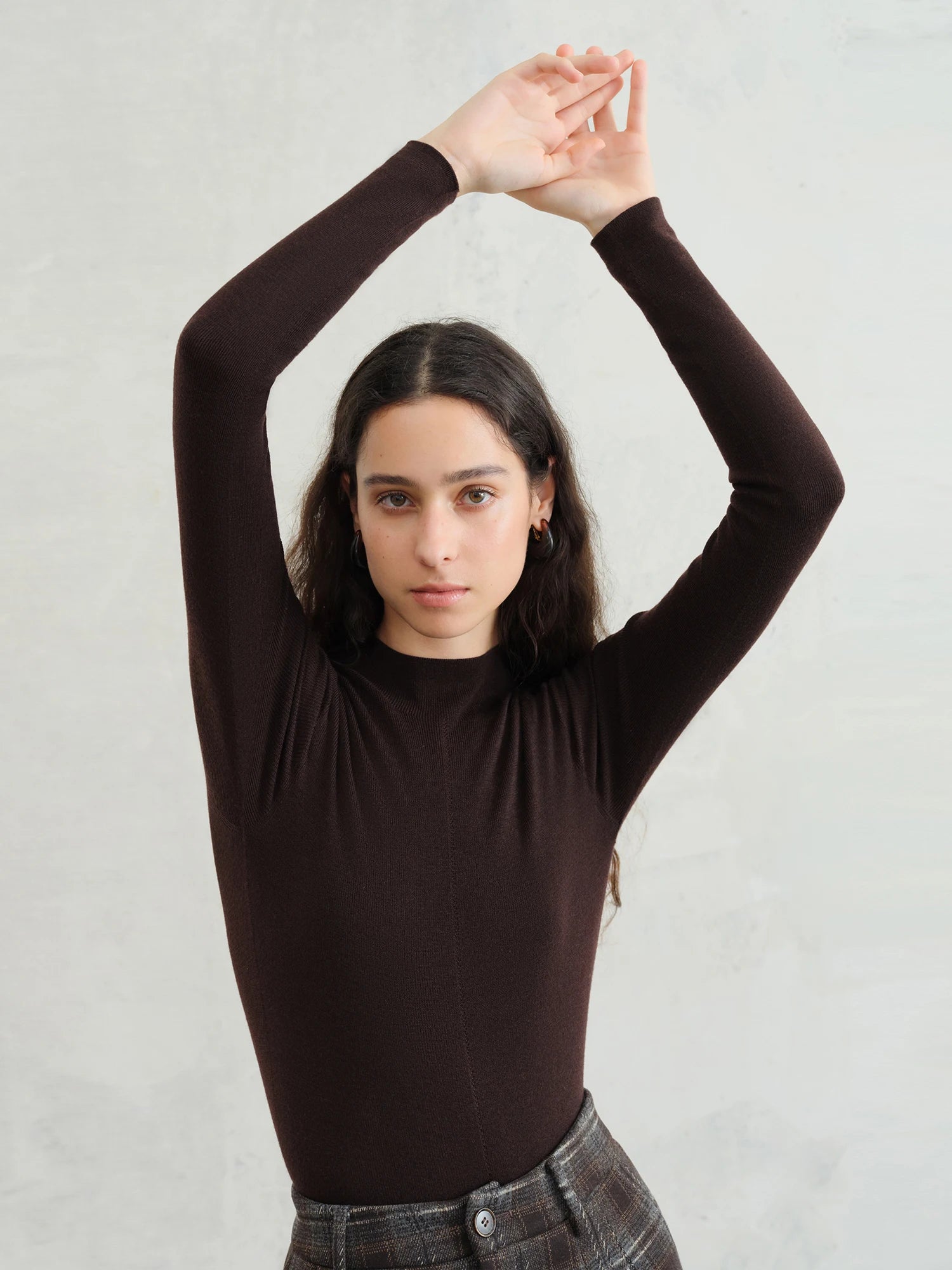 FSLE【Premium Series】German Biella Wool Autumn Super Fine Washable Seamless One-Piece Mock Neck Thermal Base Layer Shirt Women