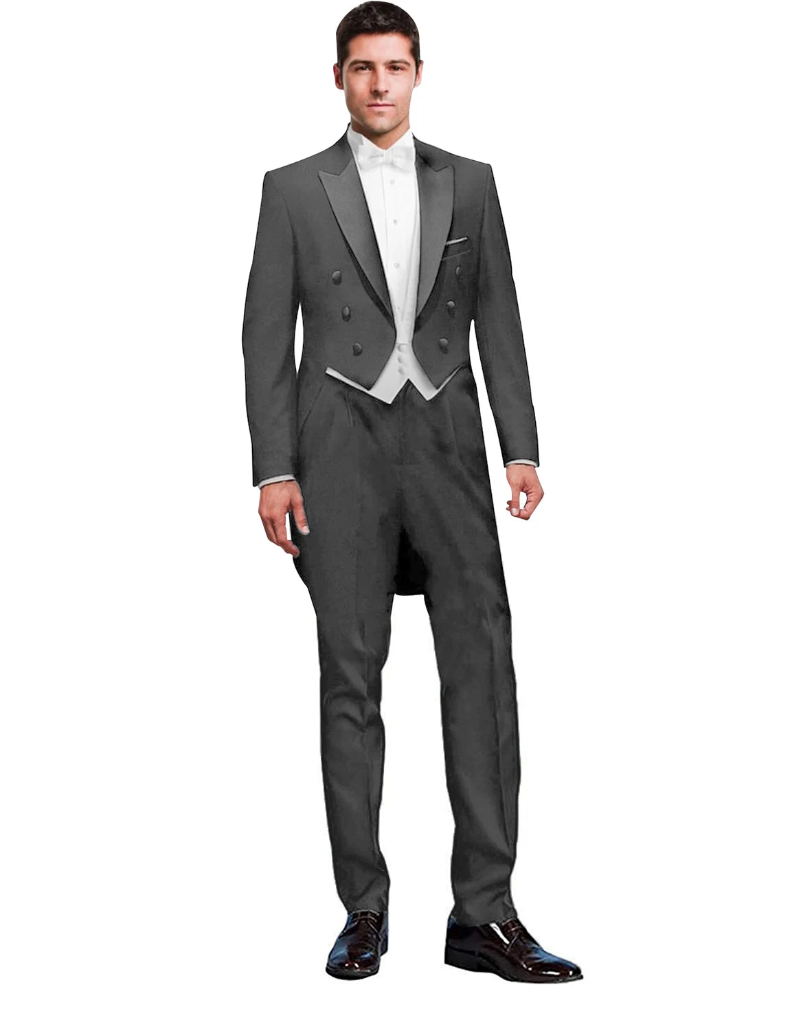 3 Piece Solid Men Suit Wedding Groom Tuxedo Long Blazer Best Man Formal Prom Male Suit Fashion Costume Homme (Jacket+Vest+Pants)