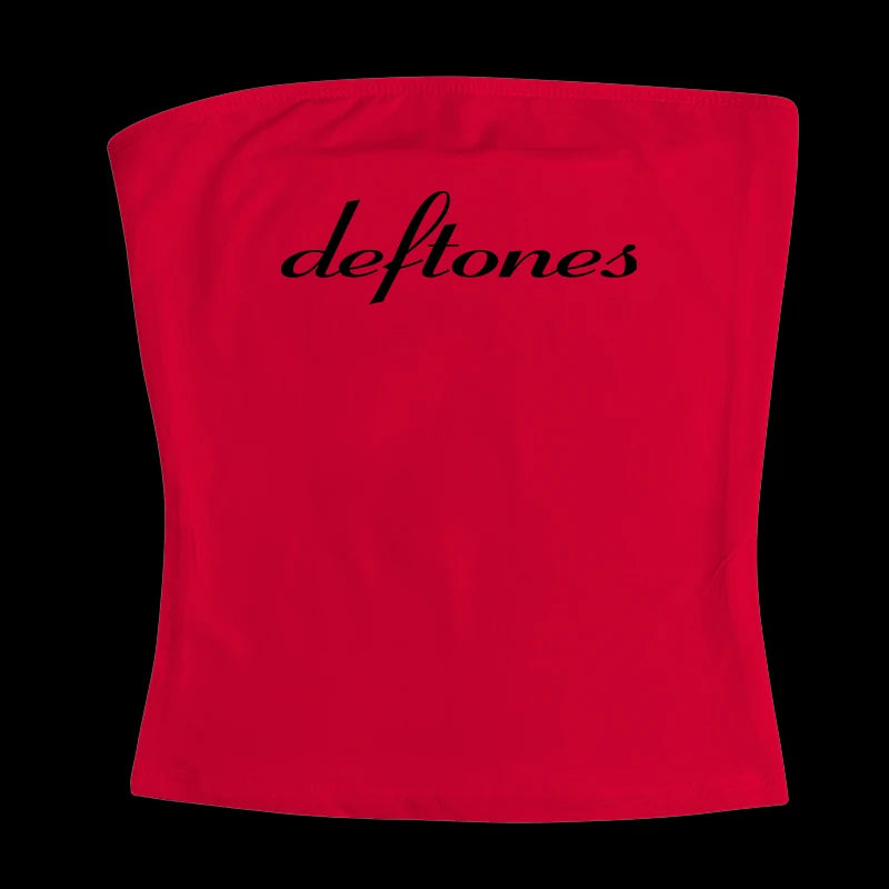 Gothic Tube Top Fairycore Sexy Sleeveless Punk Letter Print 90s Grunge Tank Top Y2k Clothes Vintage Streetwear Women's Baby Tee