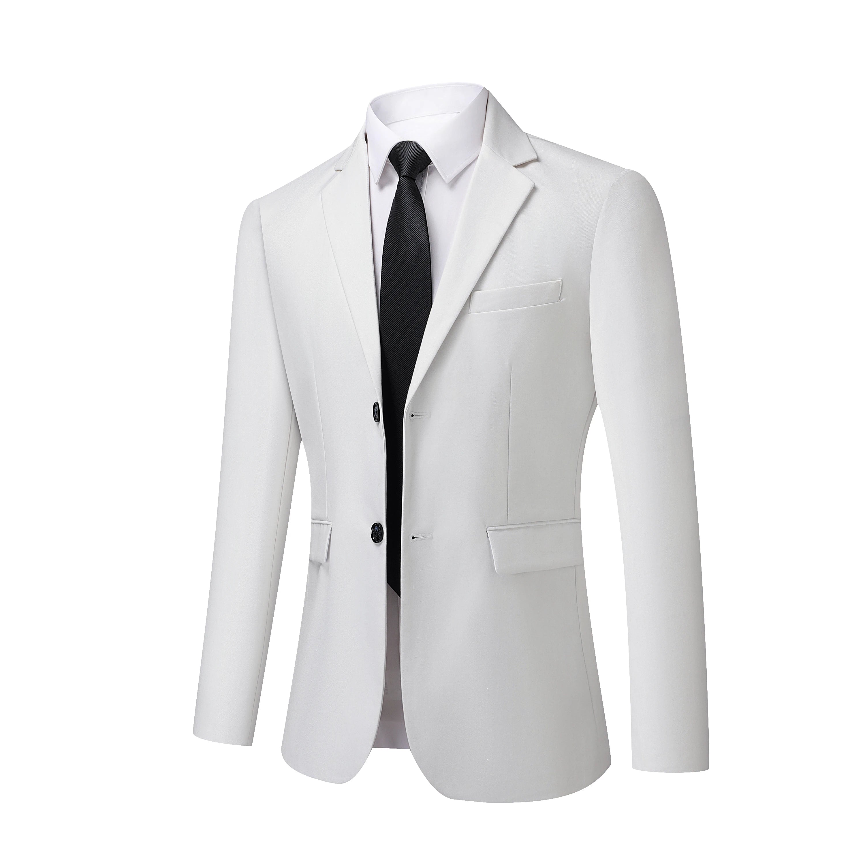 Men's White High-End Suit Two-Piece Suit Four Seasons Business Formal Wear Anti-Wrinkle Non-Stick Wool Suit Workplace Work Cloth