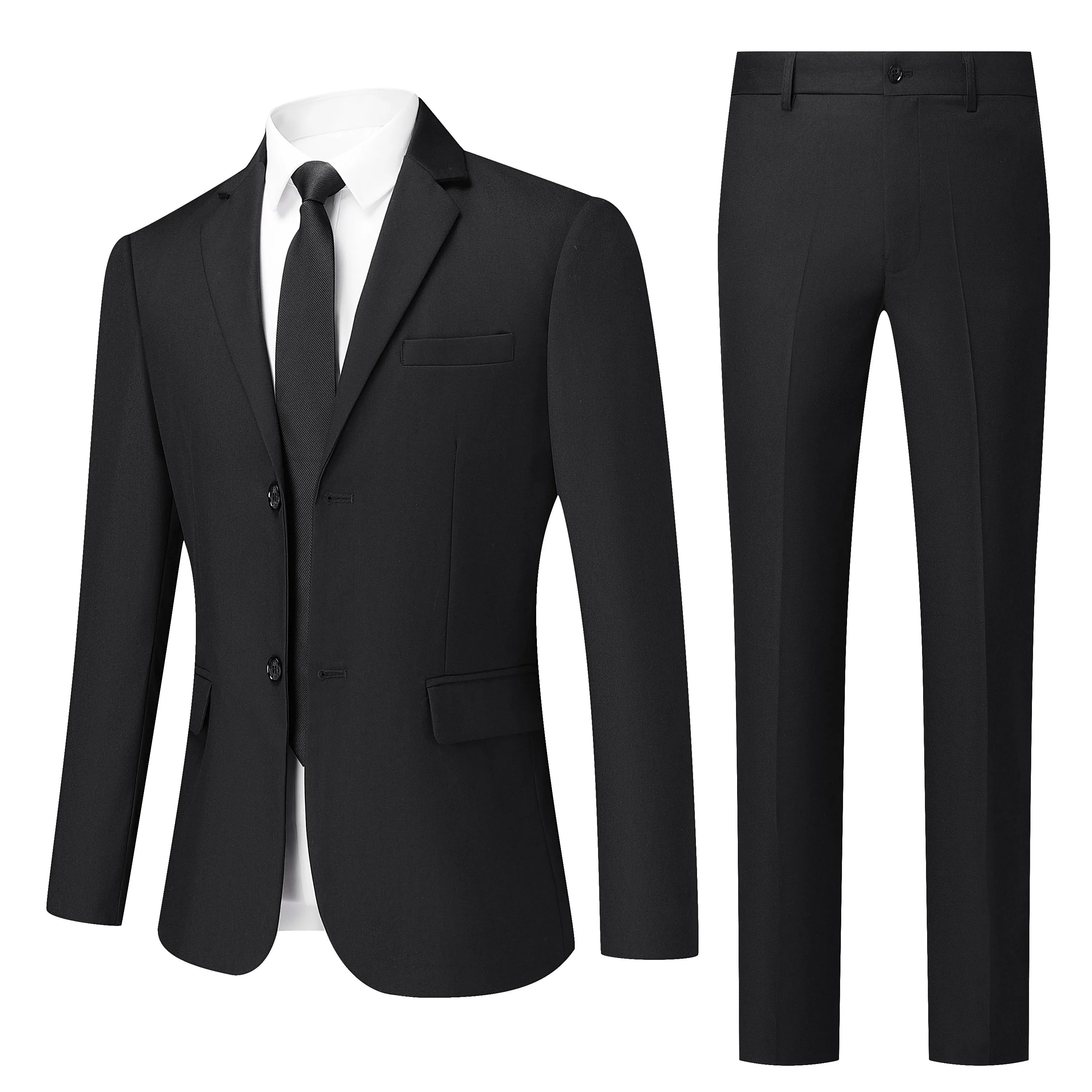 Men's White High-End Suit Two-Piece Suit Four Seasons Business Formal Wear Anti-Wrinkle Non-Stick Wool Suit Workplace Work Cloth