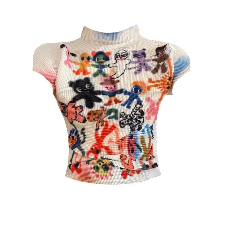 Women Bodycon T-Shirts Short Sleeve Tie Dye Tees Stretch Crop Tops Goblin Core 2000s Coquette Gyaru Aesthetic Kpop Kawaii Summe