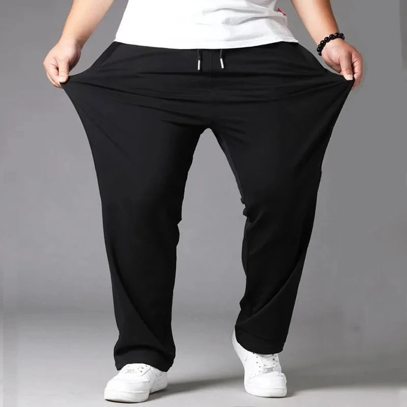Men's 3XL-10XL Stretch Baggy Jogger Pants Elastic Waist Quick-Dry Streetwear Black Sweatpants Plus Size Casual Pants Relaxed Fit