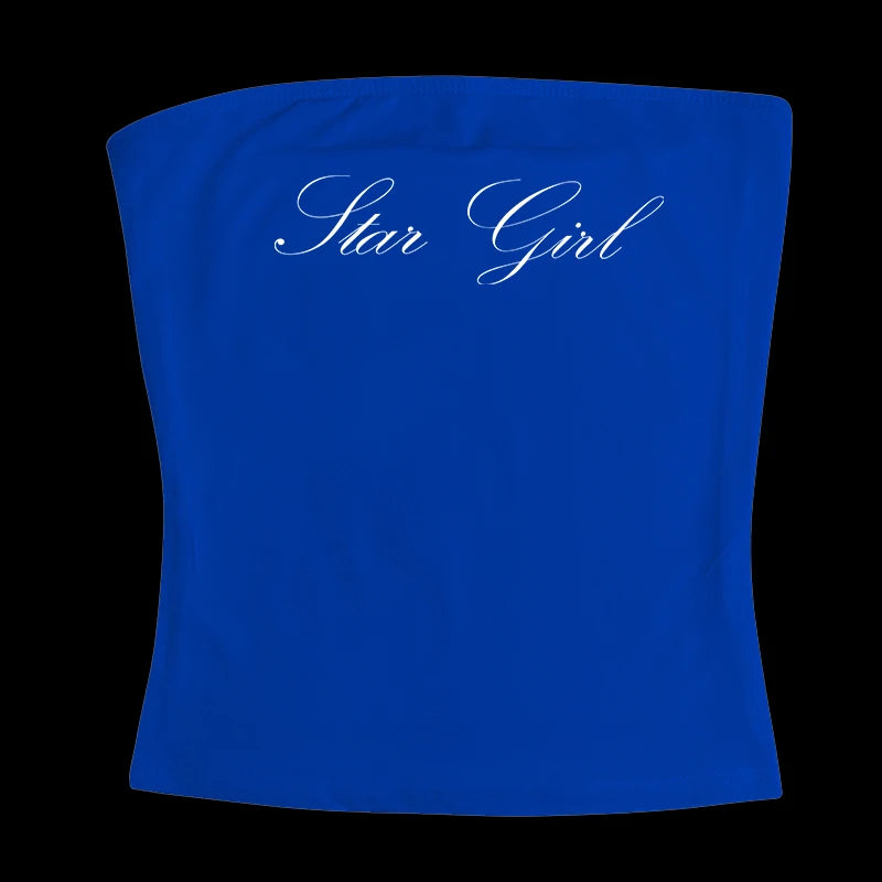 Gothic Tube Top Fairycore Sexy Sleeveless Punk Letter Print 90s Grunge Tank Top Y2k Clothes Vintage Streetwear Women's Baby Tee