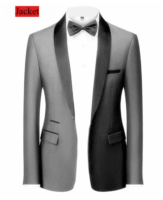 Men Formal Slim Fit Tuxedo Prom Suit Male Groom Wedding Blazers High Quality Groomsman Luxury Dress Business Banquet Party Suit