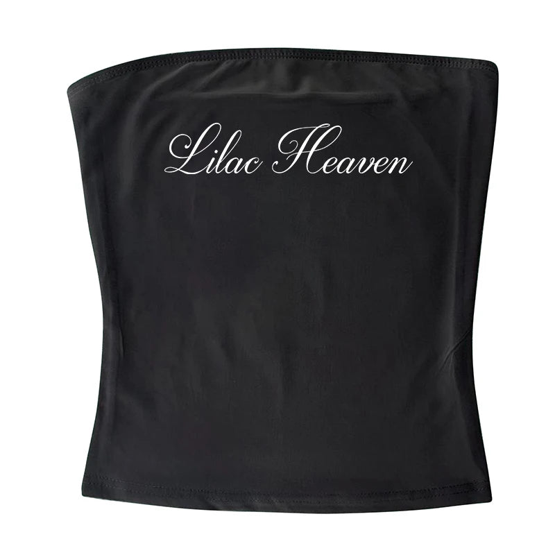 Gothic Tube Top Fairycore Sexy Sleeveless Punk Letter Print 90s Grunge Tank Top Y2k Clothes Vintage Streetwear Women's Baby Tee