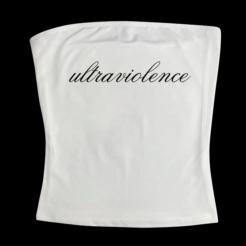 Gothic Tube Top Fairycore Sexy Sleeveless Punk Letter Print 90s Grunge Tank Top Y2k Clothes Vintage Streetwear Women's Baby Tee