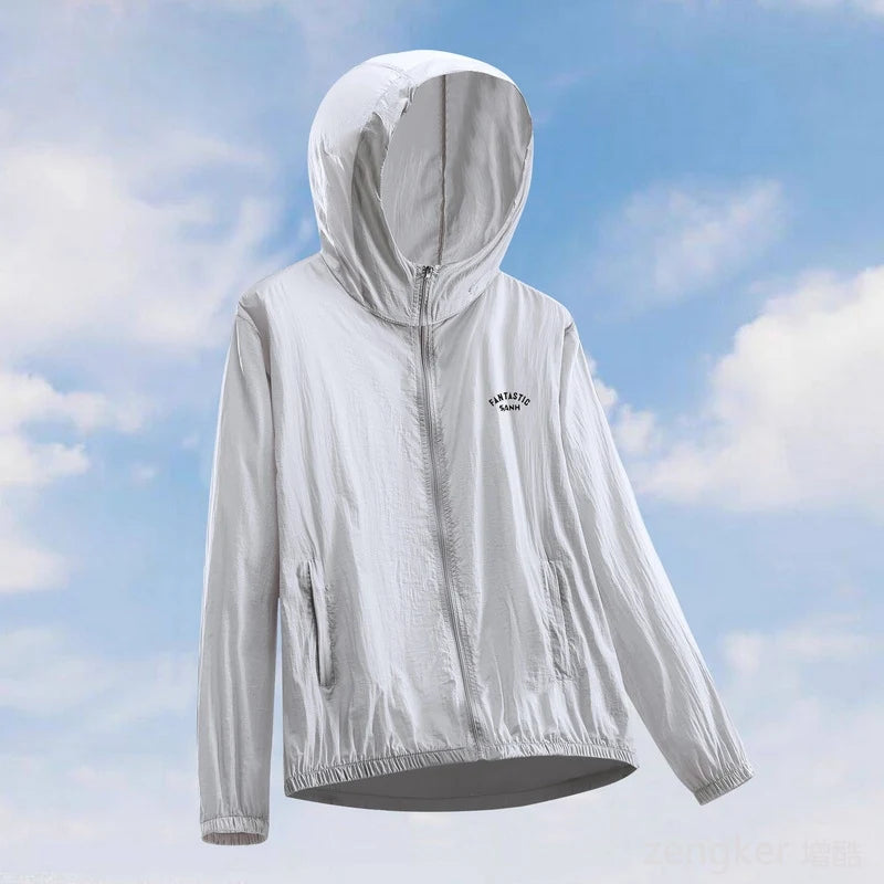 11XL Sunscreen Coat Fatty Summer New Big Size Men's Outdoor Leisure Breathable Hooded Coat 170kg 10XL