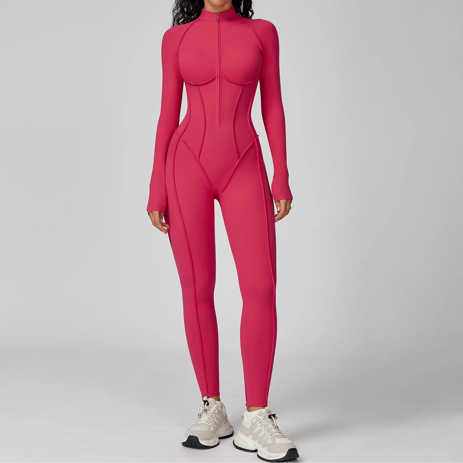 Yoga Bodysuit Long Sleeved Women's Tracksuits Gym Zipper Jumpsuits Sports Workout High-intensity Fitness One-piece Tights Suit