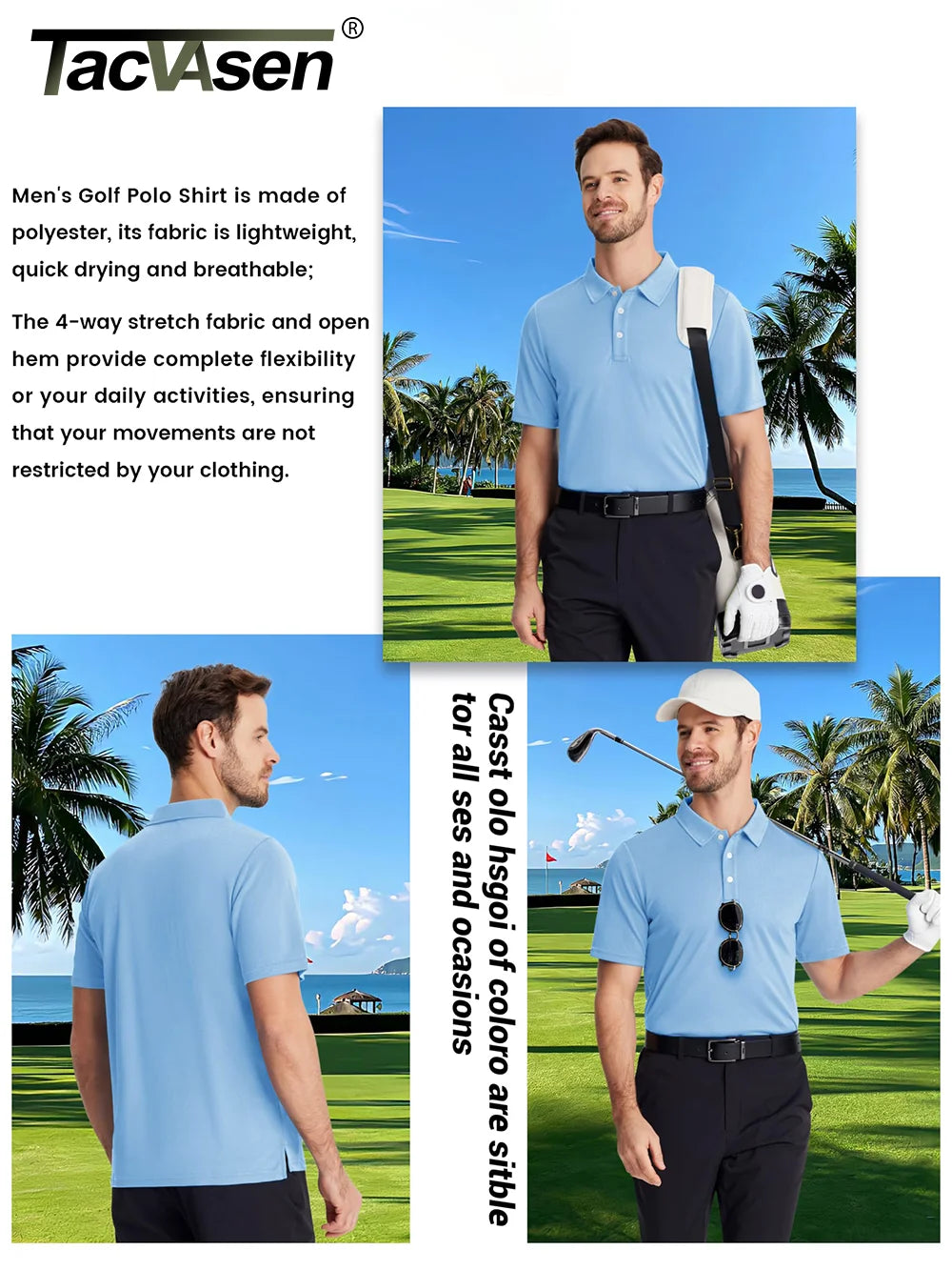 TACVASEN Summer Casual T-shirts Mens Short Sleeve Polo Shirts Button Down Work Shirts Quick Dry Tee Sports Fishing Golf Pullover