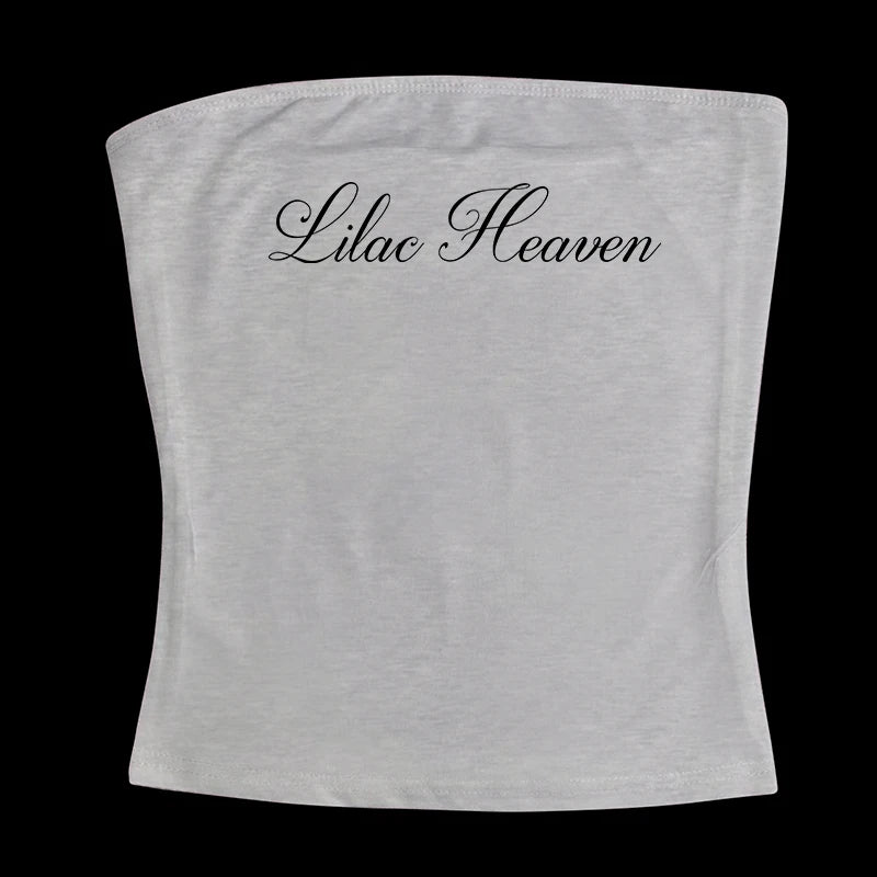 Gothic Tube Top Fairycore Sexy Sleeveless Punk Letter Print 90s Grunge Tank Top Y2k Clothes Vintage Streetwear Women's Baby Tee