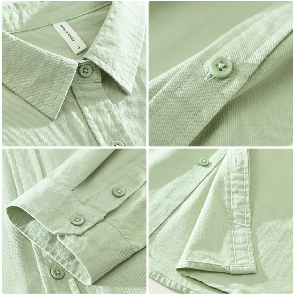 Mens long sleeve regular shirt Multi-color cotton plain shirt for Young men work tops Autumn men's clothing loose casual shirts